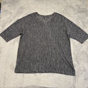 Onque Casuals Women's Plus‎ Size 3X Blue Black Stripe 3/4 Sleeve Blouse Top